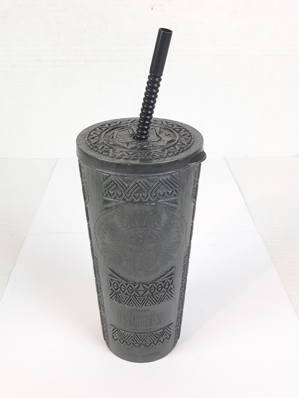 2018 Black Panther Gray Color- Cup Cinemark Marvel With Straw